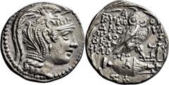 GRIECHISCHE MÜNZEN Attika Athen Tetradrachme "neuen Stils" 110/109 v. Chr., Magistratsjahr des Euboulides und des Agathokles, Münzbeamter Philo... Kopf der Athena / In Kranz: Eule (Steinkauz) auf Prei