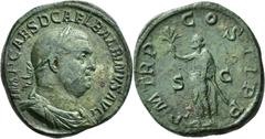 RÖMISCHE MÜNZEN Kaiserliche Prägungen Balbinus, 238. Sesterz 238, Rom. IMP CAES D CAEL BALBINVS AVG Belorbeerte, drapierte und gepanzerte Büste des Kaisers nach rechts; Perlkreis. Rev. P M TR P - COS 