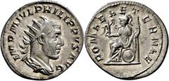 RÖMISCHE MÜNZEN Kaiserliche Prägungen Philippus I. Arabs, 244-249. Antoninian 245/247, Rom. IMP M IVL PHILIPPVS AVG Drapierte und gepanzerte Büste des Kaisers mit Strahlenkrone nach rechts; Perlkreis.