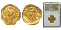 Byzantine states Byzantine states Byzantine Empire AD 518-527 Solidus - Justin I (VICTORIA AVGGG; Constantinopolis) Gold Constantinopolis Mint 3.92g NGC XF 5/5 2/5 BCV55 Fr68