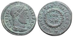 Roman Imperial Constantinus I AE Nummus, Ticinum,Constantinus I \'the Great\' (306-337 AD). AE Nummus (19 mm, 2.3 g), Ticinum, 322-325. Obv. CONSTANTINVS AVG, Laureate head to right. Rev. D N CONSTANT