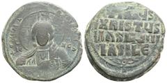 Byzantine Byzantine, Time of Basil II & Constantine VIII, (976-1025 AD) AE Follis (28.4 mm, 11,4 g) Obv: Constantinople mint. Facing bust of Christ Pantokrator; two pellets in cross; barred IC-XC acro