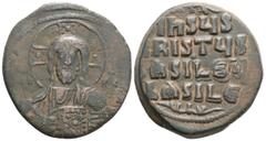 Byzantine Byzantine Time of Basil II & Constantine VIII, (976-1025 AD) AE Follis (30,2 mm, 12,2 g) Obv: Constantinople mint. Facing bust of Christ Pantokrator; two pellets in cross; barred IC-XC acros