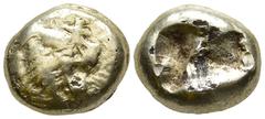 Greek Kingdom of Lydia, temp. Alyattes - Kroisos EL Hekte Fourrée. Sardes, circa 600-546 BC. Lion's head to left with open jaws / Two incuse square punches. GRPC Lydia G28; Weidauer 76-8; Boston MFA 1