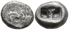 Greek KINGS of LYDIA. Kroisos. (Circa 564/53-550/39 BC). Sardes AR Third Stater (11.9mm 3.25g) Obv: Confronted foreparts of lion and bull Rev: Two irregular incuse squares. GRPC Lydia S5; SNG Keckman 