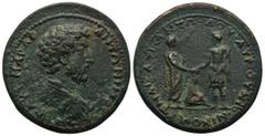 Roman Provincial BITHYNIA. Nicomedia. Marcus Aurelius, as Caesar (AD 138-161) AE Bronze (32mm 20,4g) Obv: Bare-headed, draped and cuirassed bust of Marcus Aurelius to right Rev: Emperors (Marcus Aurel