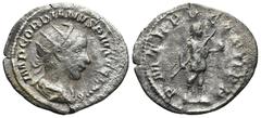 Roman Imperial Gordian III (238-244 AD). Rome AR Antoninianus (24,2mm 3,1g) Obv: IMP GORDIANVS PIVS FEL AVG. Radiate, draped and cuirassed bust of Gordian III to right, seen from behind. Rev: P M TR P