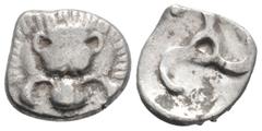 Greek Greek DYNASTS of LYCIA. Perikles. (Circa 380-360 BC ). AR 1/3 Stater (13.8mm, 2.4g) Facing lion's scalp. / Triskeles within shallow incuse. Falghera 217; SNG von Aulock 4255.