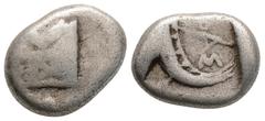 Greek LYCIA, Phaselis (Circa 500-440 BC) AR Tetrobol (14.2mm, 3.2g) Obv: Prow of galley in the form of a boar's forepart to left. Rev: Stern of galley right; ΦΑΣ above. SNG von Aulock 4394-4396.