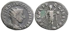 Roman Imperial Gordian III (238-244 AD) Antioch AR antoninianus (22mm, 5.2g) Obv: IMP GORDIANVS PIVS FEL AVG, radiate, draped, and cuirassed bust of Gordian III right, seen from back. Rev: SAECVLI FEL