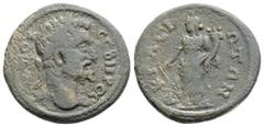 Roman Provincial LYDIA, Akrasos, Septimius Severus (193-211 AD) AE Bronze (19.7mm, 4g) Obv: AYTO K CEBHΡOC, laureate, draped and cuirassed bust right Rev: AKΡACIΩTΩN, Tyche standing left, polos on hea