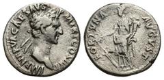 ROMAN IMPERIAL Nerva, 96-98 AD. AR, Denarius. (18mm, 3.00 g) Rome. Obv: IMP NERVA CAES AVG P M TR P II COS III P P. Laureate head of Nerva, right. Rev: FORTVNA AVGVST. Fortuna standing left, holding r