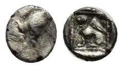 GREEK DYNASTS of LYCIA. Uncertain dynast. Circa 490/80-440/30 BC. AR Tetartemorion (6mm, 0.20 g). Forepart of boar left / Sphinx seated left in square incuse.