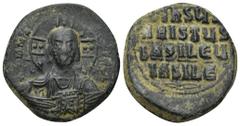 BYZANTINE Anonymous Folles. Time of Basil II & Constantine VIII, circa 976-1025. Æ Follis (27mm, 10.99 g). Constantinople mint. Facing bust of Christ Pantokrator; two pellets in cross; barred IC-XC ac
