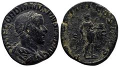 ROMAN IMPERIAL Gordian III, 238-244. Sestertius (30mm, 15.0 g), Rome, 243-244. IMP GORDIANVS PIVS FEL AVG Laureate, draped and cuirassed bust of Gordian III to right, seen from behind. Rev. P M TR P I