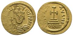 BYZANTINE Heraclius AV Solidus. Heraclius AV Solidus. (21mm, 4.7 g) Constantinopolis, AD 610-613. Helmeted and cuirassed facing bust, holding cross / Cross potent set on three steps; I//CONOB.