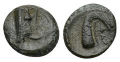 GREEK LYCIA. Phaselis. Circa 250-221/0 B.C. Æ chalkous. (10mm, 1.1 g) . Prow of galley right / Stern of galley right; ΦΑΣ (retrograde) above.