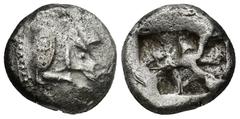 GREEK Lycia, uncertain dynast. AR Stater. (18mm, 9.0 g) Circa 525-475 BC. Forepart of boar running right / Quadripartite incuse punch.