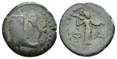 GREEK LYCIA. Phaselis. AE (Circa 190-167 BC). (2.86 Gr. 18mm.) Prow of galley right; above, Nike flying right, holding wreath. Rev. Φ - A. Athena standing right, holding spear and shield.