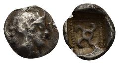 GREEK Dynasts of Lycia, Vekhssere I AR Obol. Circa 440-430 BC. (0.59 Gr. 9mm.) Helmeted head of Athena right Rev. Triskeles within incuse square.