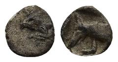 GREEK DYNASTS of LYCIA. Uncertain dynast. Circa 480/70-430 BC. AR Hemiobol (6mm, 0.28 g). Forepart of boar right / Leashed head and neck of hound left.