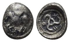 GREEK DYNASTS of LYCIA. Aruwatijesi. Circa 400-370 BC. AR Twelfth Stater (0.72 Gr. 9mm.). Facing lion scalp (?) Rev. Triskeles