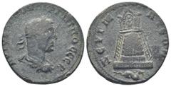 ROMAN PROVINCIAL COMMAGENE. Zeugma Philip I. Arabs (244-249 AD). AE,(14.7 Gr. 28mm). Laureate, draped and cuirassed bust to right. Rev. Tetrastyle temple atop hill, with structures at base of hill and