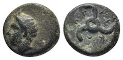 GREEK DYNASTS OF LYCIA. Perikles (Circa 380-360 BC). AE. (2 Gr. 13mm.) Horned head of Pan left. Rev. Triskeles.