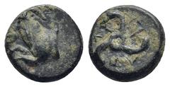 GREEK DYNASTS of LYCIA. Perikles. Circa 380-360 BC. Æ (10mm, 1.33 g). Forepart of goat left / Triskeles