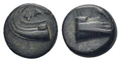 GREEK LYCIA. Phaselis. (Circa 250-221/0 BC). Ae. (10mm, 1.6 g) Obv: ΦΑΣΗ. Stern of galley left. Rev: Prow of galley right