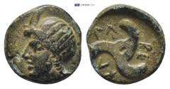 GREEK DYNASTS of LYCIA. Perikles. Circa 380-360 BC. Æ (12mm, 2.0 g). Horned head of Pan left / P -PE-K around triskeles.