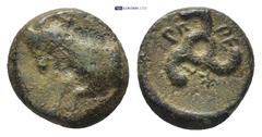 GREEK DYNASTS OF LYCIA. Perikles, circa 380-360 BC. AE (Bronze, 11mm, 1.2 g). Forepart of goat left Rev: Triskeles.