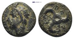 GREEK DYNASTS of LYCIA. Perikles. Circa 380-360 BC. Æ (12mm, 2.2 g). Horned head of Pan left / P -PE-K around triskeles.