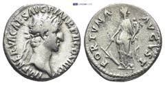 ROMAN IMPERIAL Nerva (AD 96-98). AR denarius (17mm, 3.44 g). Rome, AD 97. IMP NERVA CAES AVG PM TR P COS II PP, laureate head of Nerva right / FORTVNA - AVGVST, Fortuna standing left holding rudder an