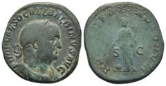 ROMAN IMPERIAL Balbinus (April-July AD 238). AE sestertius (30mm, 19.8 g). Rome, April-July AD 238. IMP CAES D D CAEL BALBINVS AVG, laureate, draped, and cuirassed bust of Balbinus right, seen from fr