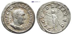 ROMAN IMPERIAL Balbinus, 238. Denarius (Silver, 19mm, 2.2 g), Rome. IMP C D CAEL BALBINVS AVG Laureate, draped and cuirassed bust of Balbinus to right. Rev. VICTORIA AVGG Victory standing facing, her 