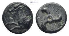 GREEK DYNASTS of LYCIA. Perikles. Circa 380-360 BC. AE (1.18 Gr. 10mm.). Forepart of goat left Rev. Triskeles