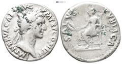 ROMAN IMPERIAL Nerva. A.D. 96-98. AR denarius (18mm, 3.49 g). Rome mint, struck Sept-Dec A.D. 96 . IMP NERVA CAES AVG P M TR P COS II P P, laaureate head of Nerva right / SALVS PVBLICA, Salus seated l