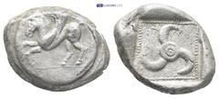 GREEK DYNASTS of LYCIA. Kuprilli. Circa 470-440 BC. AR Stater (21mm, 9.8 g). Pegasos flying left; trikeles on rump / Triskeles within dotted incuse square