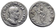 ROMAN IMPERIAL Pupienus. Silver Denarius (19mm, 2.2 g), AD 238. Rome. IMP C M CLOD PVPIENVS AVG, laureate, draped and cuirassed bust of Pupienus right. Reverse: P M T R P COS II P P, Felicitas standin
