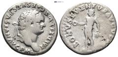 ROMAN IMPERIAL Titus. Denarius; Titus; 79-81 AD, Rome, 79 AD, Denarius,RIC-89 (C), BM-106, C-25 (15 Fr.). Obv: IMP TITVS CAES VESPASIAN AVG P M. Head laureate r. Rx: BONVS EVEN - TVS AVGVSTI Bonus Eve