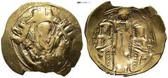 BYZANTINE Andronicus II Palaeologus, with Michael IX. Hyperpyron. (23mm, 4.1 g) 1294-1320 AD. Thessalonica. Anv.: Half-length figure of the Virgin Mary, orans, within city walls with six towers; K-M a