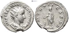 ROMAN IMPERIAL Gordian III, 238 - 244 AD Silver Antoninianus, Rome Mint, (21mm, 3.5 g) Obverse: IMP CAES GORDIANVS PIVS AVG, Radiate, draped and cuirassed bust of Gordian right. Reverse: P M TR P II C
