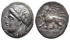 GREEK IONIA. Miletos. Hemidrachm (Circa 225-190 BC). Hemidrachm (1.5 Gr. 12 mm. ) Laureate head of Apollo left. Rev. Lion standing left, head right; two monograms to left, star to upper right.