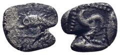GREEK DYNASTS of LYCIA. Uncertain. Circa 500-440 BC. AR Third Stater (13mm, 2.6 g). Dolphin left; Lycian letters above, two lines below / Triskeles within incuse square.