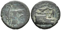 GREEK Lycia, Phaselis. Ca. 190-167 B.C. AE (17mm, 3.7 g). Φ-A, Athena standing right, wielding thunderbolt and holding aegis./ Prow of war galley right; Nike flying right above, crowning prow.