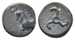 GREEK Dynasts of Lycia, Perikles, AE (11mm, 1.3 g) Obv: Forepart of goat left Rev: Triskeles