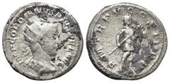 ROMAN IMPERIAL Gordian III, 238 - 244 AD Silver Antoninianus, Rome Mint, (22mm, 5.0 g) Obverse: IMP GORDIANVS PIVS FEL AVG, Radiate, draped and cuirassed bust of Gordian right. Reverse: P M TR P V COS