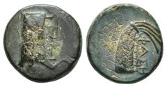 GREEK LYCIA, Phaselis. Circa 250-221/0 BC. Æ (16.0mm, 4.7g). 1st series, circa 221/0 BC. Prow of galley right / Stern of galley left.