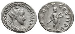 ROMAN IMPERIAL Gordian III AR Antoninianus. (20mm, 4.7 g) Rome, AD 241-243. IMP GORDIANVS PIVS FEL AVG, radiate, draped and cuirassed bust of Gordian III to right / P M TR P V COS II P P Gordian III, 